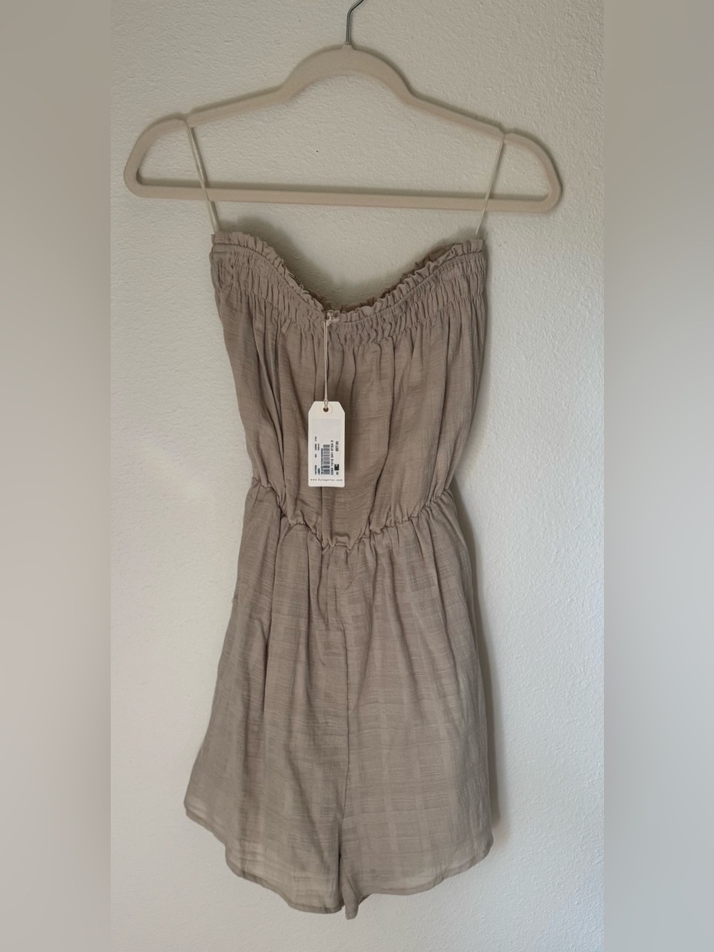 NWT By Together Strapless Linen Womens Romper - Tan | Size Medium